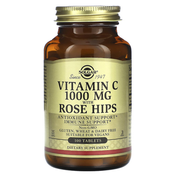 Вітамін С із шипшиною Solgar (Vitamin C with Rose Hips) 1000 мг 100 таблеток