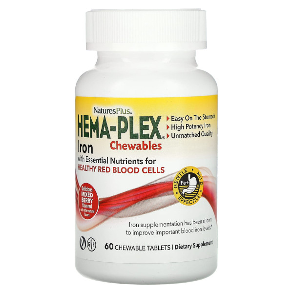 Вітамінно-мінеральний комплекс Nature's Plus (HEMA-PLEX) 60 жувальних таблеток з ягідним смаком