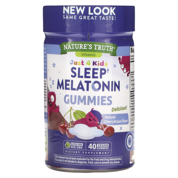 Мелатонін для сну Nature's Truth (Sleep Melatonin) для дітей 40 веганських жувальних цукерок зі смаком вишні