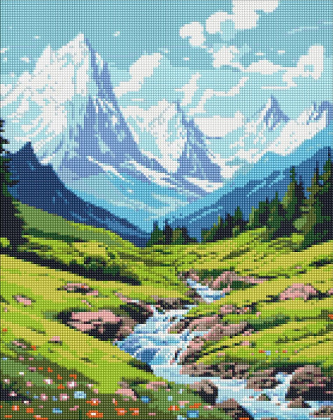 Алмазная мозаика/вышивка Лето в горах Пейзаж 40x50 Ideyka