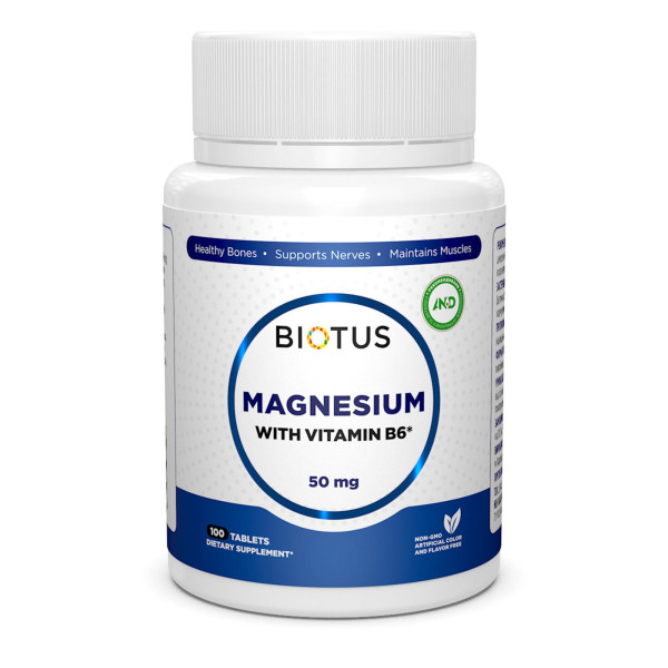 Магний и витамин В6, Magnesium with Vitamin B6, Biotus, 100 таблеток