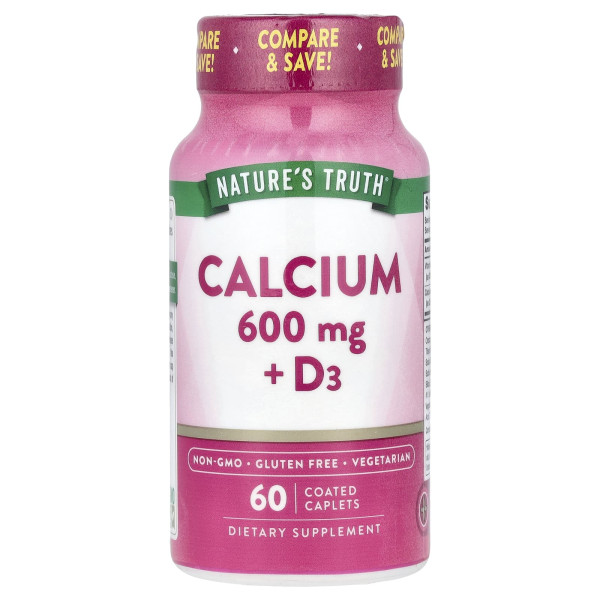 Кальций + витамин D3, Calcium + D3, Nature's Truth, 60 каплет