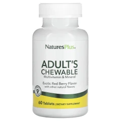 NaturesPlus, жувальні мультивітаміни й мікроелементи для дорослих, екзотичні червоні ягоди, 60 таблеток