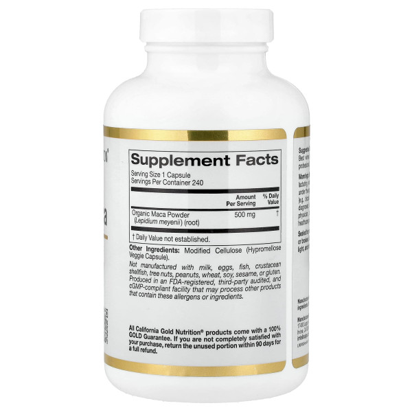 California Gold Nutrition, мака перуанська, 500 мг, 240 рослинних капсул