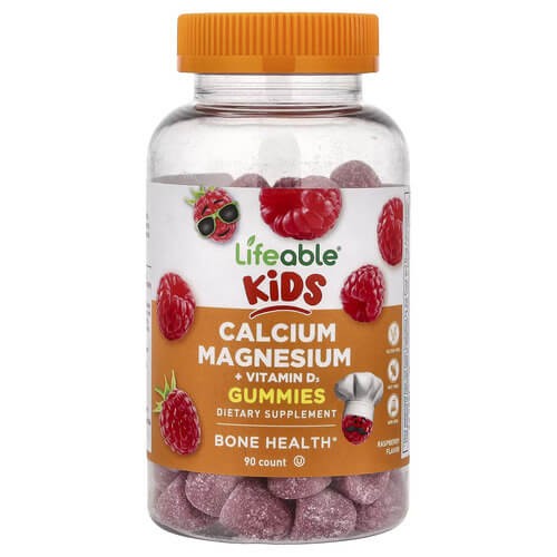Кальцій + магній + вітамін D3 для дітей Lifeable (Kids Calcium Magnesium + Vitamin D3) 90 жувальних цукерок