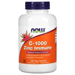 NOW Foods, C-1000 і цинк для імунітету, 180 рослинних капсул