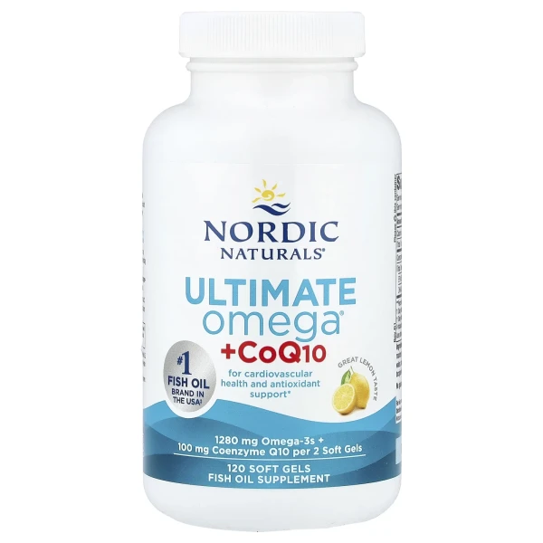 Nordic Naturals, Ultimate Omega з коензимом Q10, зі смаком лимона, 1280 мг, 120 капсул (640 мг у капсулі)