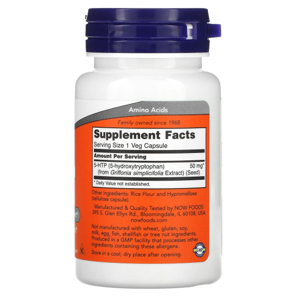 5-HTP 5-Гідрокситриптофан Now Foods (5-HTP) 50 мг 30 капсул