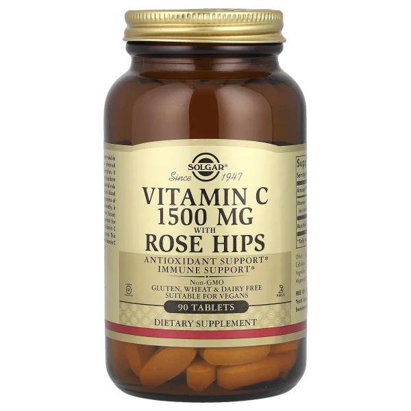 Витамин С с шиповником Solgar (Vitamin C with Rose Hips) 1500 мг 90 таблеток