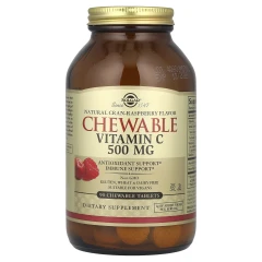 Жувальний Вітамін С (Chewable Vitamin C) 500 мг 90 жувальних таблеток зі смаком малини