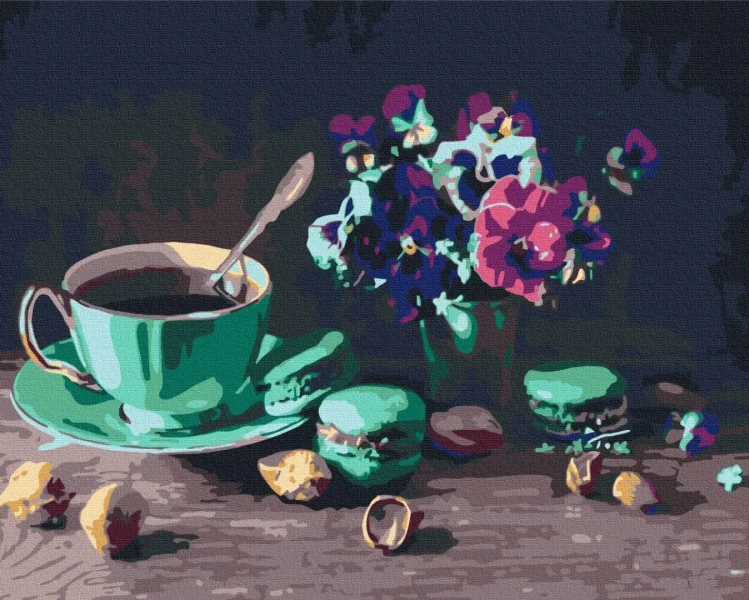 Картина за номерами Кава з макарунами  Brushme 48x60