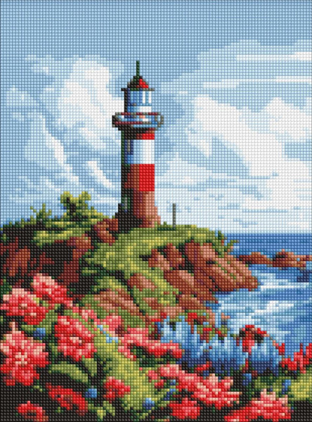 Алмазна мозаїка/вишивка Пейзаж Мальовничий маяк 30x40 Ideyka