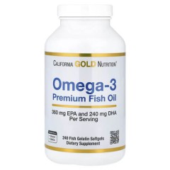 Омега-3 California Gold Nutrition (Omega-3) 240 рідких капсул