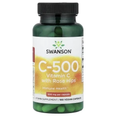Вітамін С із шипшиною Swanson (Vitamin C with Rose Hips) 500 мг 100 капсул