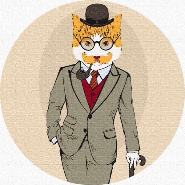 Картина по номерам круглая Кот Холмс (Размер L) 40 х 40 Brushme