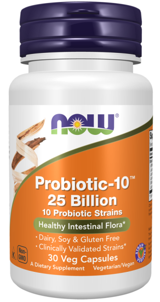 Пробиотик Now Foods (Probiotic) 25 млрд КОЕ с 10 пробиотическими штаммами 30 капсул без молочных продуктов, сои и глютена