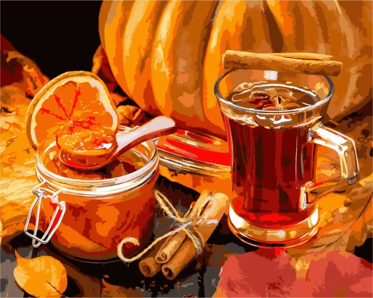 Картина за номерами Осінній чай  Brushme 40x50