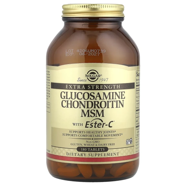 Глюкозамін хондроїтин МСМ з Естер-C Solgar (Glucosamine Chondroitin MSM With Ester-C) 180 таблеток