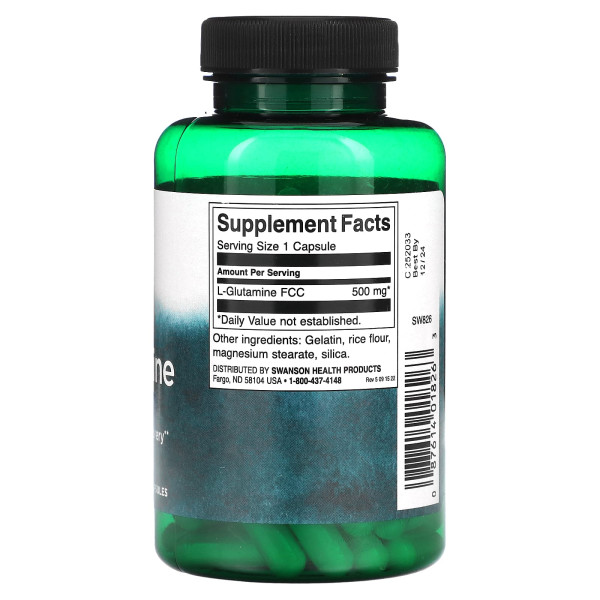 Л-Глютамін Swanson (L-Glutamine) 500 мг 100 капсул