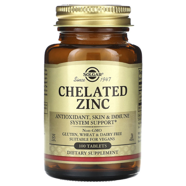Хелат цинка Solgar (Chelated Zinc) 22 мг 100 таблеток
