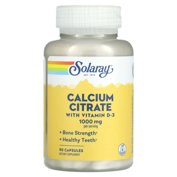 Цитрат кальцію з вітаміном D3 Solaray (Calcium Citrate) 1000 мг 90 капсул