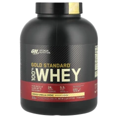Optimum Nutrition, Gold Standard 100%, сироватковий протеїн, французький ванільний крем, 5 фунтів (2,27 кг)