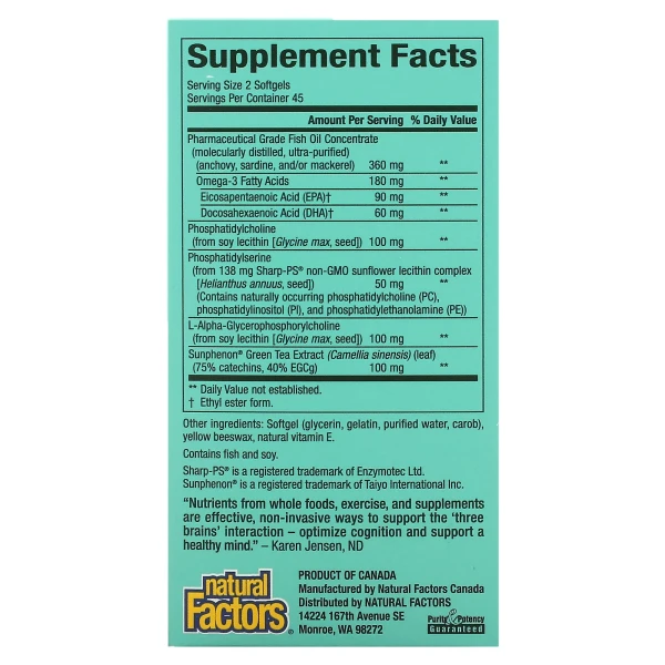 Natural Factors, 3 Brains, Higher Thoughts, 90 капсул