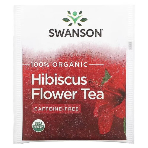 Органический чай из цветов гибискуса Swanson (Organic Hibiscus Flower Tea) 20 пакетиков