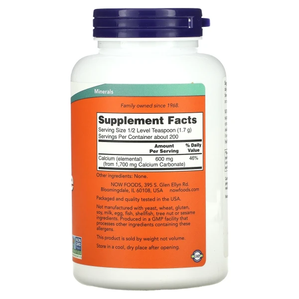 Карбонат кальцію Now Foods (Calcium Carbonate) 600 мг 340 г
