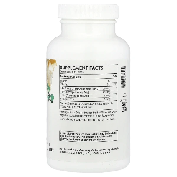 Омега-3 с коэнзимом Q10 Thorne Research (Omega-3 w/CoQ10) 90 капсул