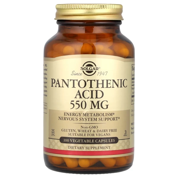 Пантотеновая кислота Solgar (Pantothenic acid) 550 мг 100 капсул