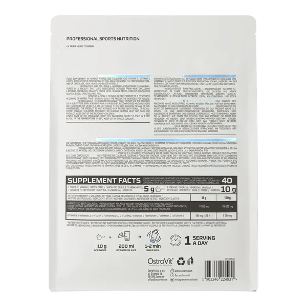 Колаген Ostrovit + Вітамін С Collagen + Vitamin C натуральний 400 г