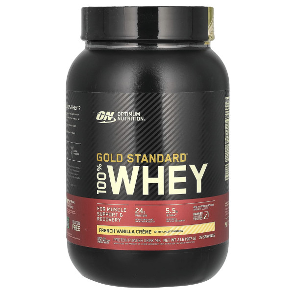 Optimum Nutrition, Gold Standard 100 % Whey, сироватковий протеїн, французький ванільний крем, 907 г (2 фунти)