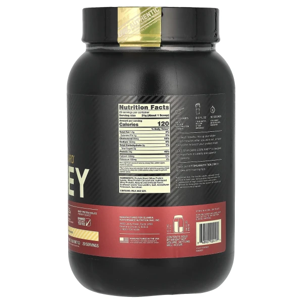 Optimum Nutrition, Gold Standard 100 % Whey, сироватковий протеїн, французький ванільний крем, 907 г (2 фунти)