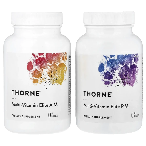 Мультивітаміни для прийому зранку та ввечері Thorne (Multi-Vitamin Elite) 2 флакони по 90 капсул