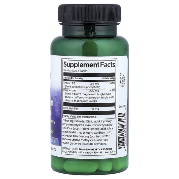 Глицинат магния с витаминами группы B Swanson (Magnesium Glycinate with B Vitamins) 60 таблеток