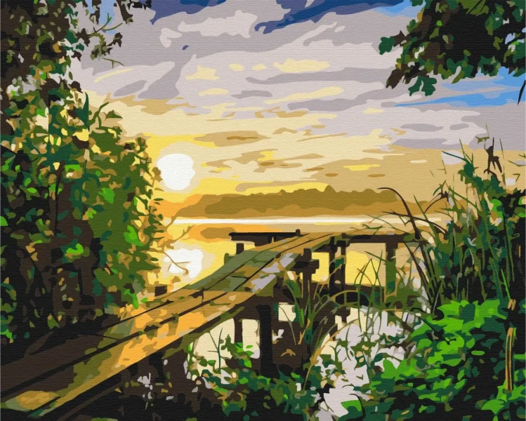 Картина за номерами Захід на річці  Brushme 40x50