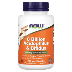 Пробіотики Now Foods (8 мільярдів Acidophilus і Bifidus) 8 млрд КОЕ 120 капсул