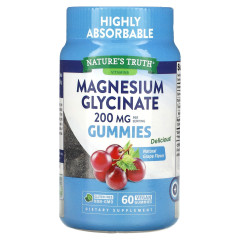 Магній гліцинат Nature's Truth (Magnesium Glycinate Gummies) 200 мг 60 веганських жувальних цукерок зі смаком винограду