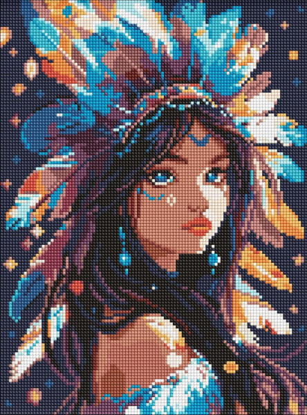 Алмазна мозаїка/вишивка Дівчина індіанка 30x40 Ideyka