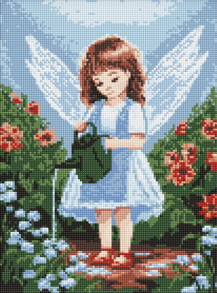 Алмазна мозаїка/вишивка Миле янголятко з голограмними стразами 30x40 Ideyka