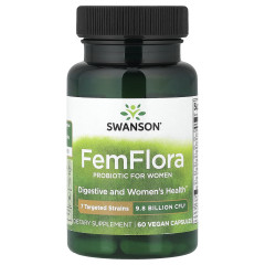 Swanson, FemFlora, пробіотики для жінок, 9,8 млрд КУО, 60 веганських капсул