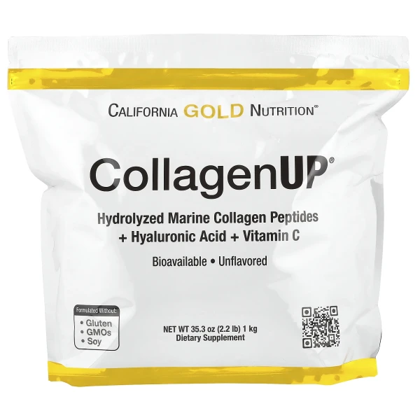 California Gold Nutrition, CollagenUP®, пептиди гідролізованого морського колагену з гіалуроновою кислотою та вітаміном C, без добавок, 1 кг