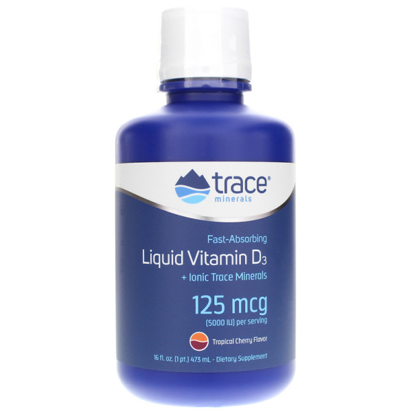 Жидкий витамин D3, Liquid Vitamin D3, Trace Minerals Research, 5000 МЕ, тропическая вишня, 473 мл