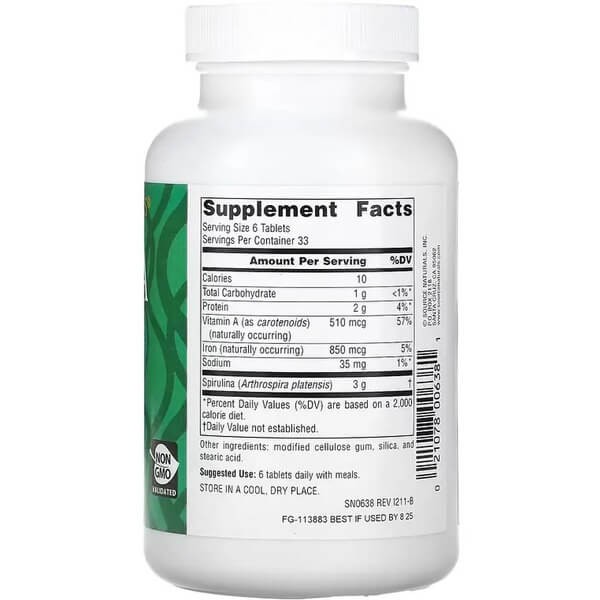 Спирулина 500 мг Source Naturals (Spirulina) 100 таблеток