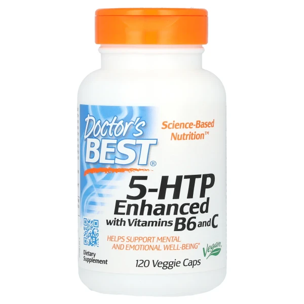 5-HTP посилений вітамінами B6 та C Doctor's Best (5-HTP with vitamin B6 and C) 100 мг/15 мг/200 мг 120 капсул