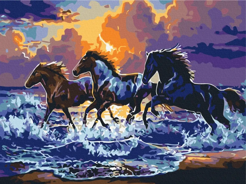 Картина за номерами Табун чорних скакунів  Brushme 30x40