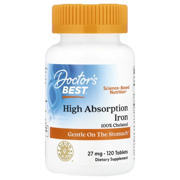 Хелатне залізо Doctor's Best (High absorption iron) 27 мг 120 таблеток