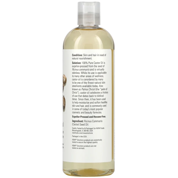 Органічна касторова олія NOW Foods (Castor oil) 473 мл