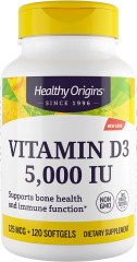 Вітамін D3, Vitamin D3, Healthy Origins, 5000 МО, 120 гелевих капсул